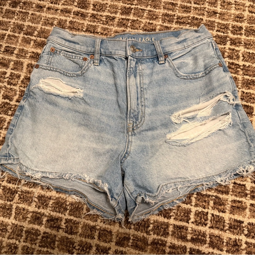 American Eagle Outfitters Distressed Light Blue Jean Shorts